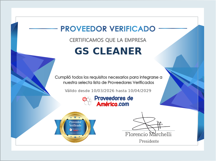 Certificado de Proveedor Verificado de GS CLEANER