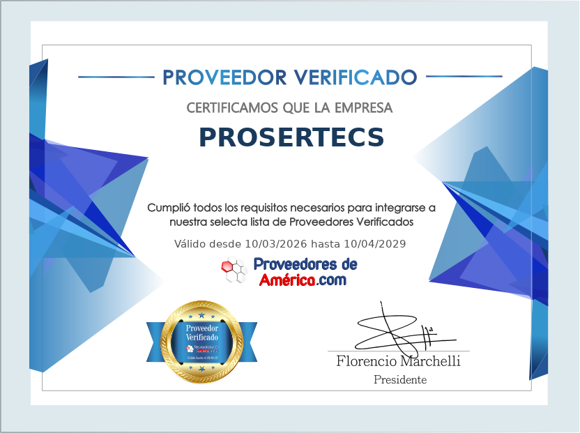 Certificado de Proveedor Verificado de PROSERTECS