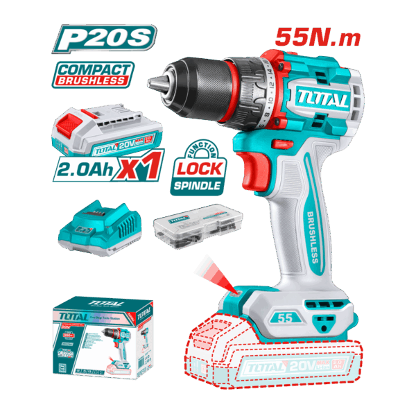 HE/TALADRO TOTAL 20V 1/2″ 55NM