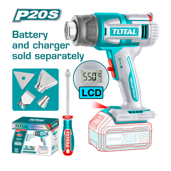HE/PISTOLA CALOR TOTAL 20V DIGITAL S/BAT