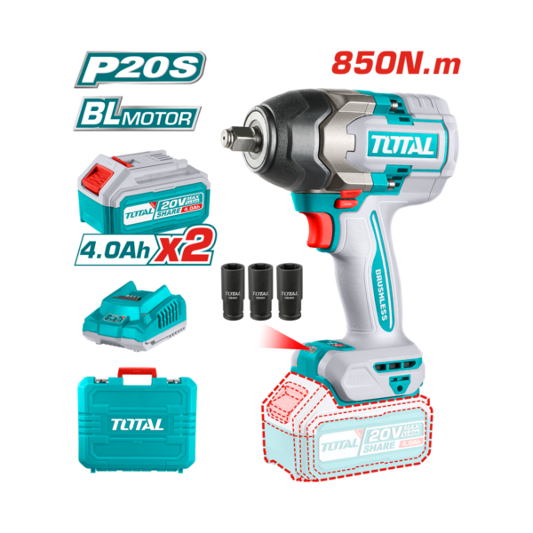 HE/PISTOLA IMPACTO TOTAL 20V 850NM C/2 BAT