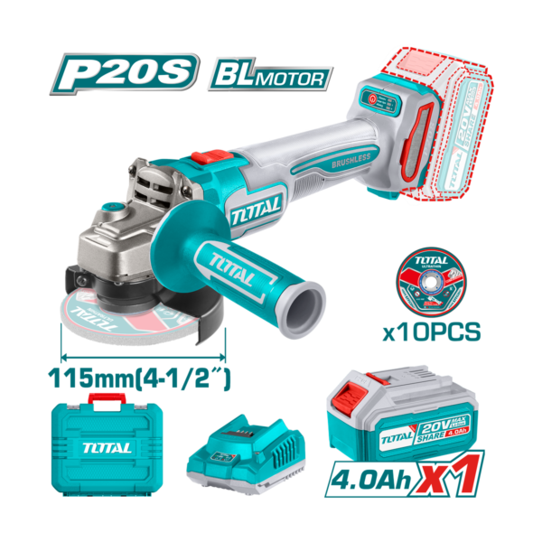 HE/ESMERILADORA ANGULAR TOTAL 4 1/2 20V 900W