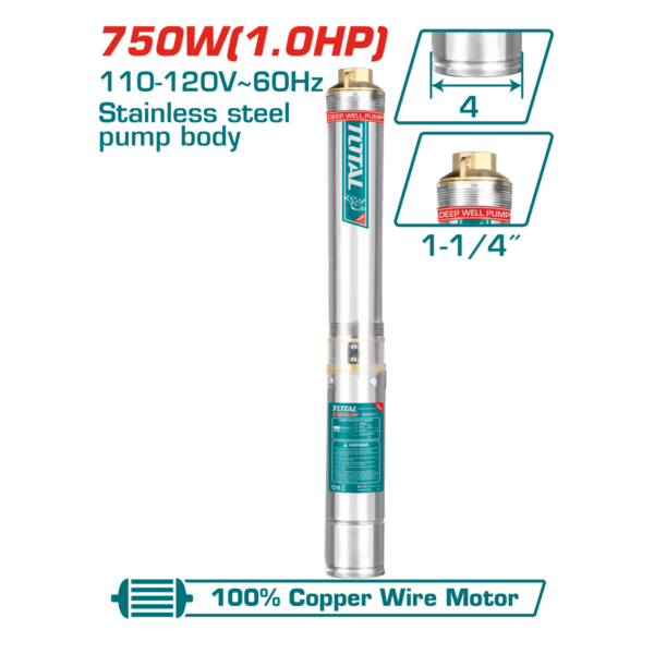 BOMBA SUMERGIBLE TOTAL 1HP-1 1/4″X 4″ 120V