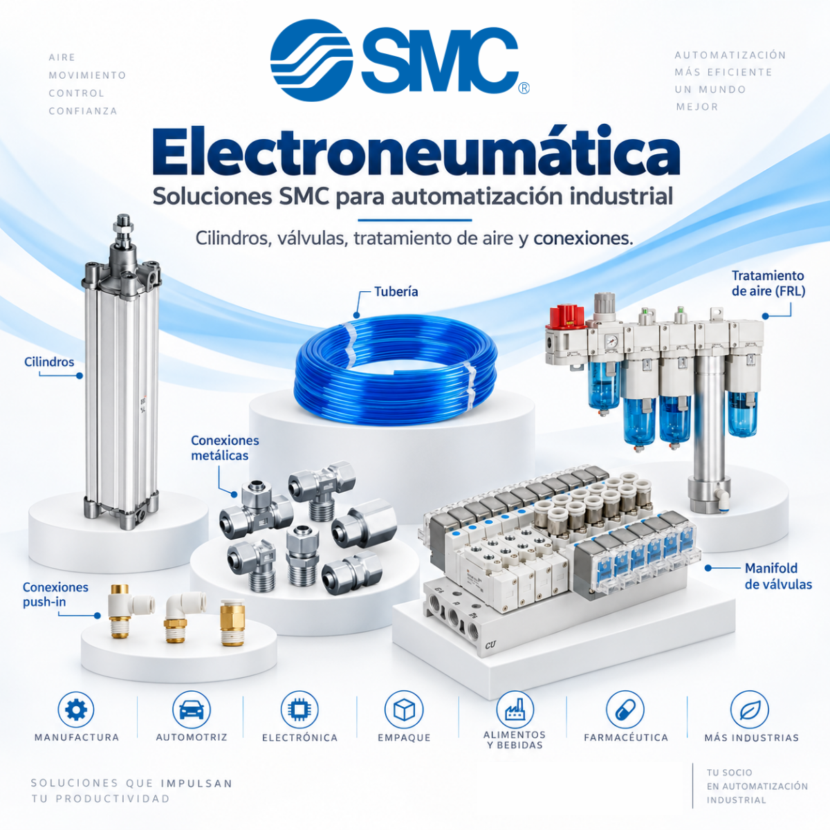 Electroneumática SMC – Cilindros, válvulas y control industrial