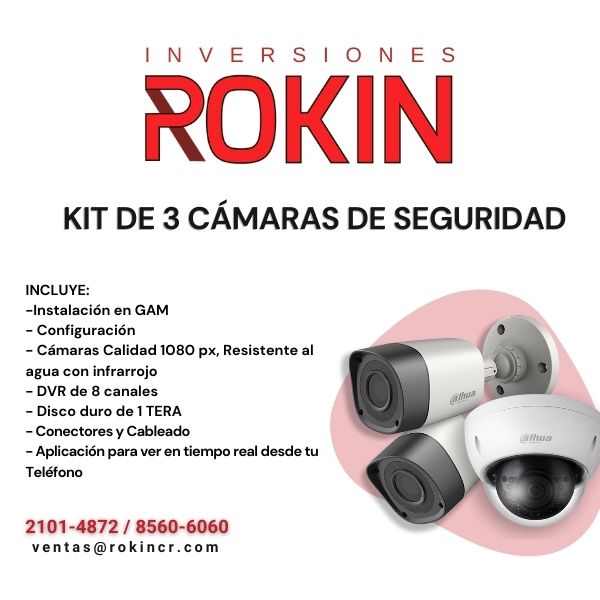 KIT DE 3 CAMARAS DE SEGURIDAD 